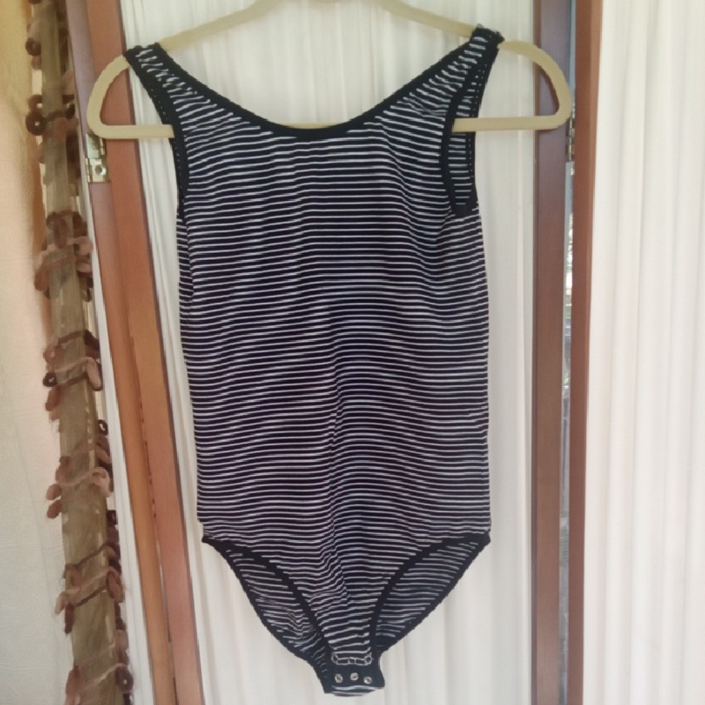 Black and White Striped Bodysuit